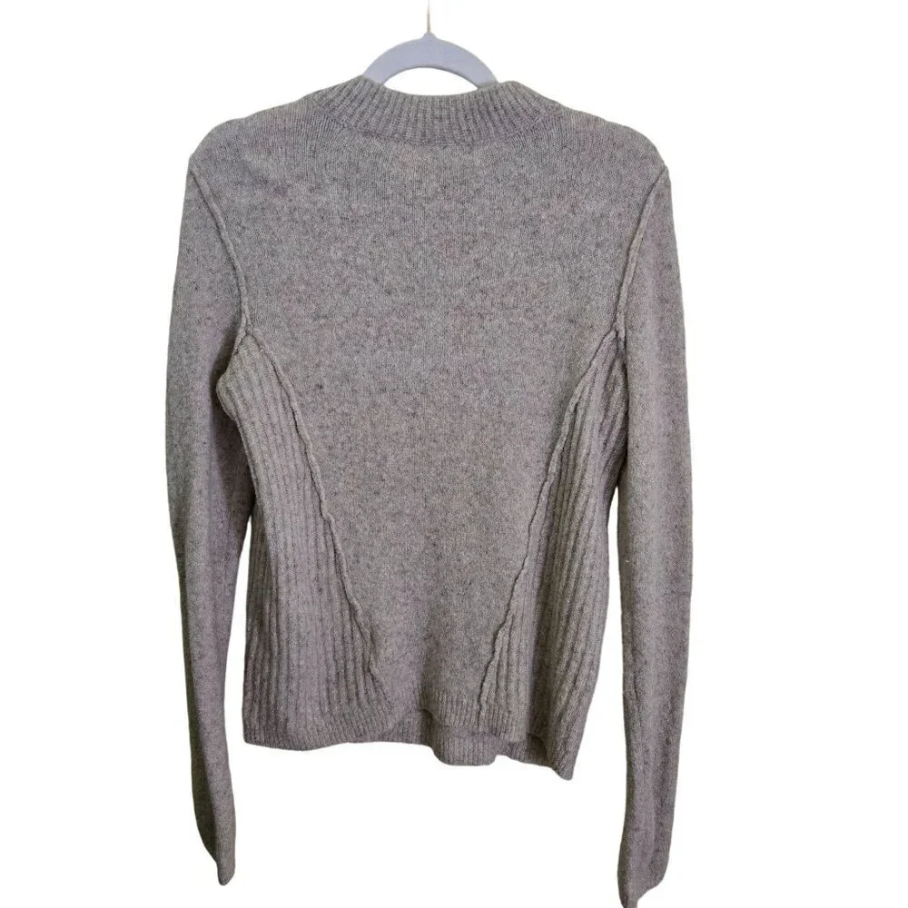 Free People Cable Knit Neutral Beige Wool Linen Blend Sweater Size M